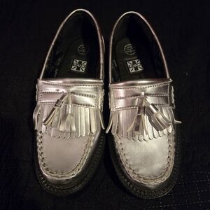 T.U.K Silver Loafers